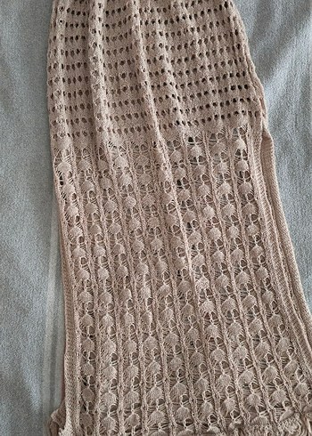 Bohem Tarz Bej Örgü Kadın Etek - Görsel 5