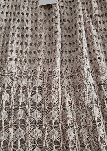 Bohem Tarz Bej Örgü Kadın Etek - Görsel 2