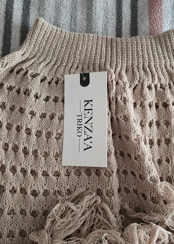 Bohem Tarz Bej Örgü Kadın Etek - Görsel 4