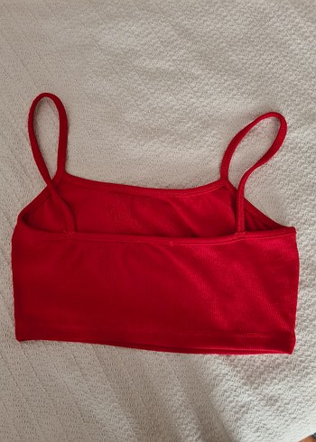 Parlak Kırmızı İnce Askılı Midi bluz - Görsel 4