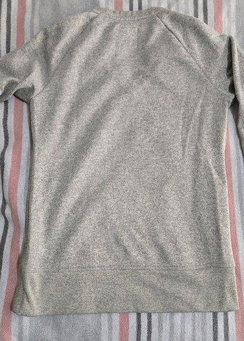 Gri V Yakalı Sweatshirt - Görsel 5