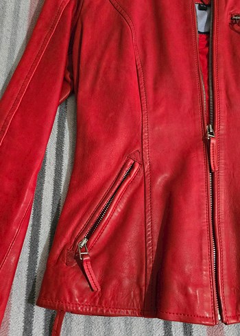 Desa Kırmızı Deri Biker Ceket Kadın - Görsel 3