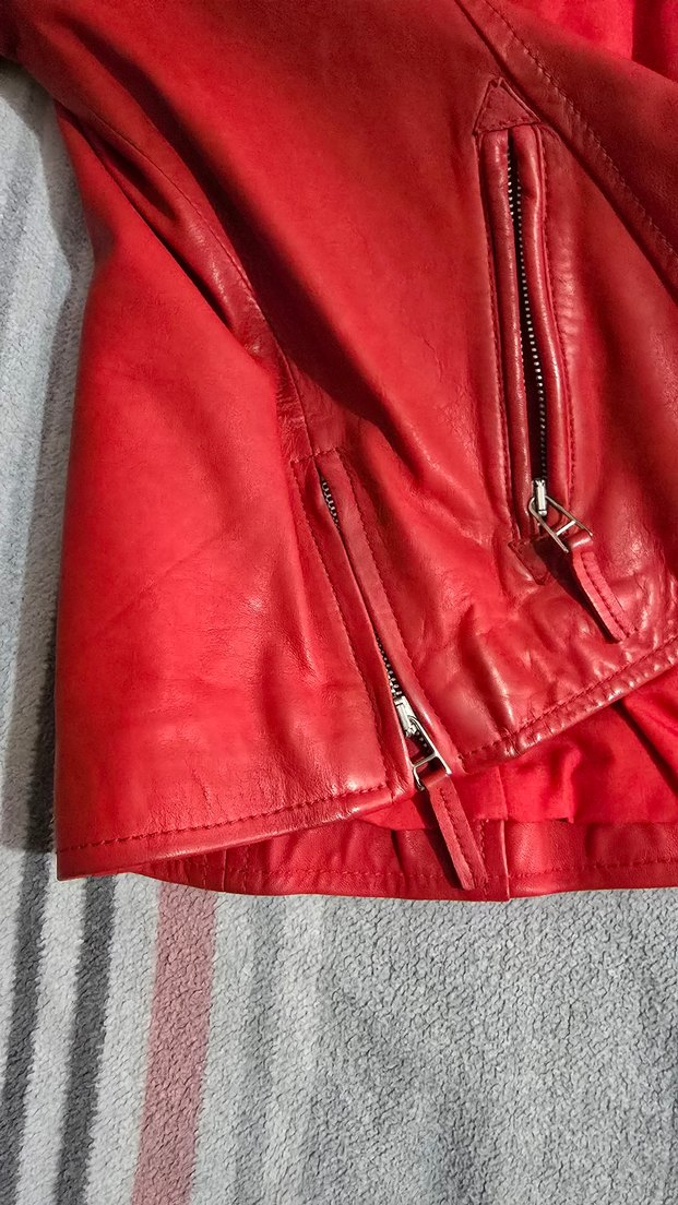 Desa Kırmızı Deri Biker Ceket Kadın - Görsel 5