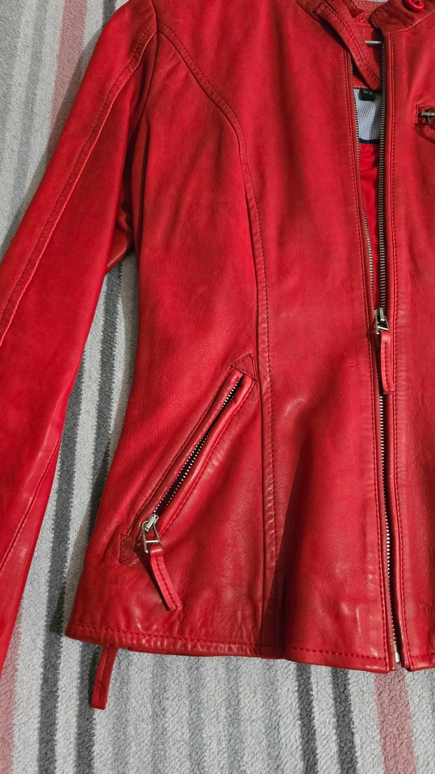 Desa Kırmızı Deri Biker Ceket Kadın - Görsel 3