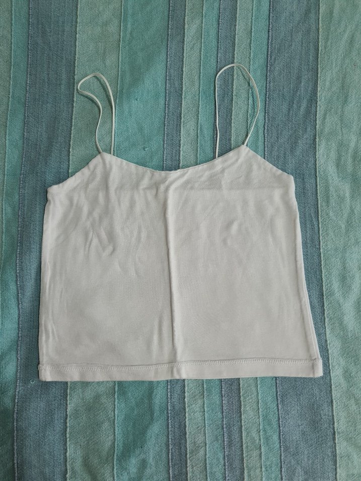 Beyaz İnce Askılı Pamuklu Kadın Atlet - Görsel 2