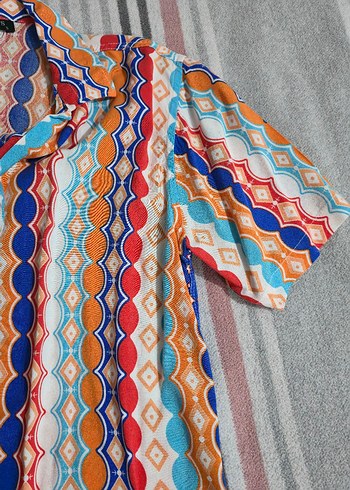 Renkli Desenli Bohem Kadın Gömlek - Görsel 4