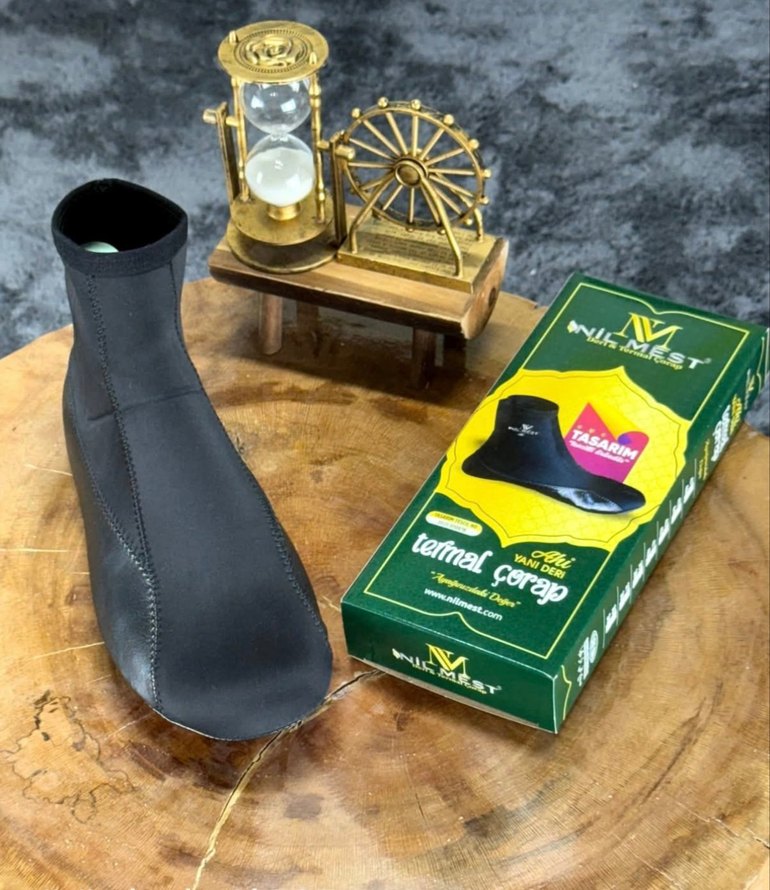 Siyah Termal çorap Yanı Deri  Erkek ve Bayan Unisex - Görsel 2