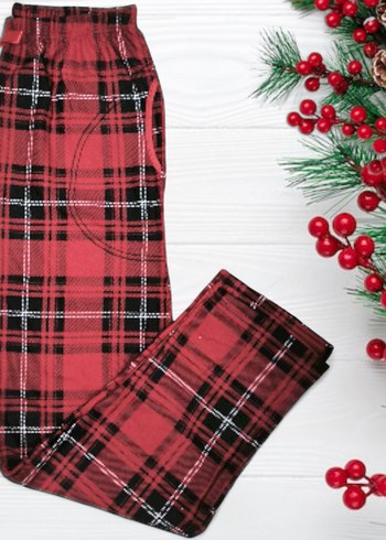 Düğmeli Kırmızı Ekose Erkek Kısa Pijama Altı - Görsel 3