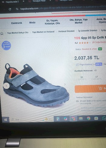 Gri Erkek YDS Ayakkabı Gpp 05 SP Çelik burunsuz - Görsel 3