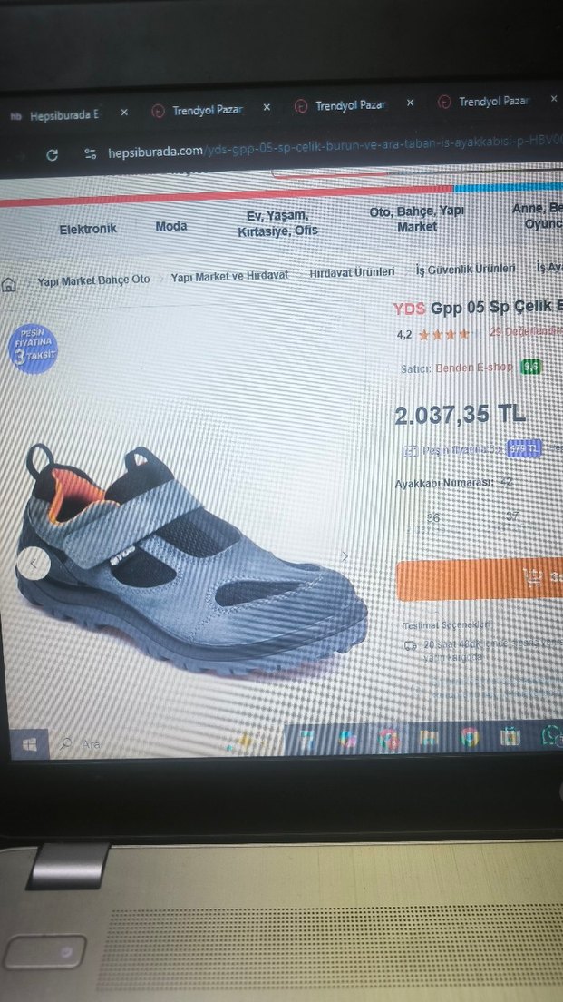 Gri Erkek YDS Ayakkabı Gpp 05 SP Çelik burunsuz - Görsel 3