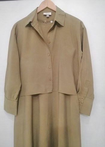 Yeşil Uzun Kollu Düğmeli Kadın Uzun Elbise - Görsel 7