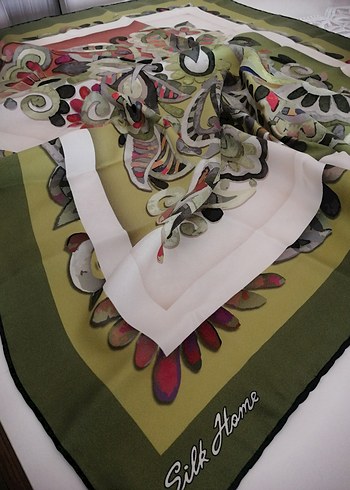 Dantel Detaylı Çok Renkli Bohem İpek Eşarp - Görsel 3