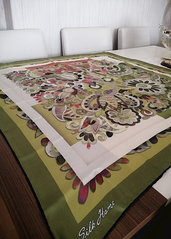 Dantel Detaylı Çok Renkli Bohem İpek Eşarp - Görsel 2