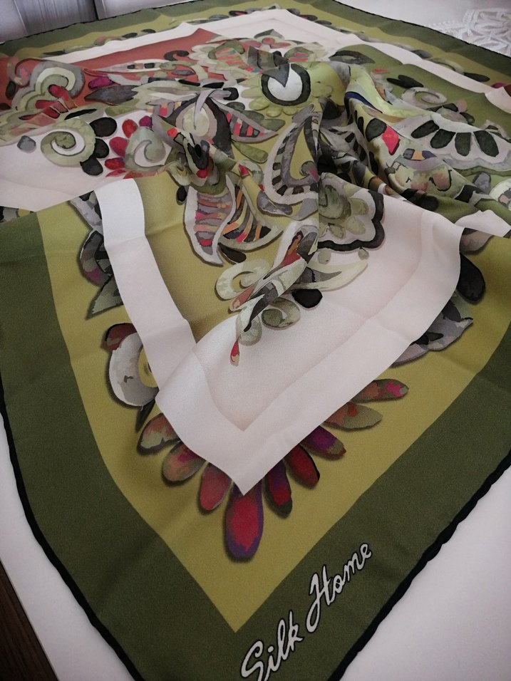 Dantel Detaylı Çok Renkli Bohem İpek Eşarp - Görsel 3