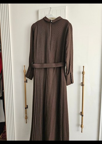 TUĞBA Kahverengi Kemerli Uzun Elbise - Görsel 5