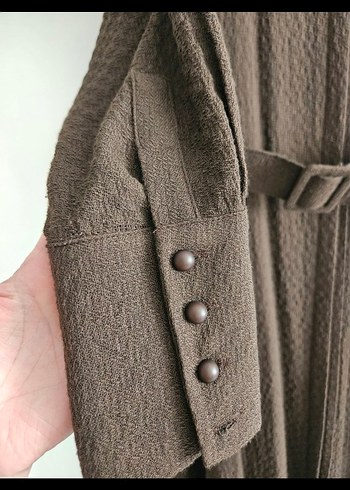 TUĞBA Kahverengi Kemerli Uzun Elbise - Görsel 6