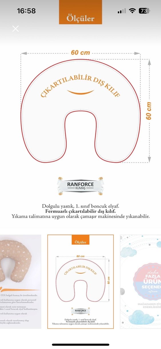 Baskılı Bej Emzirme ve Hamilelik Yastığı - Görsel 4