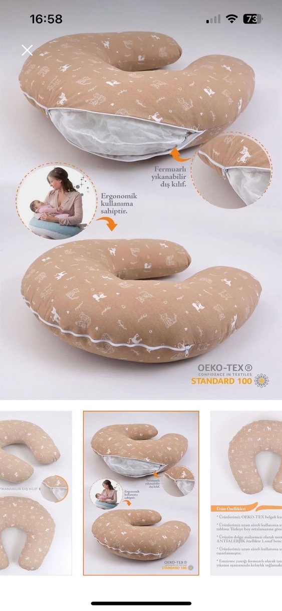 Baskılı Bej Emzirme ve Hamilelik Yastığı - Görsel 3