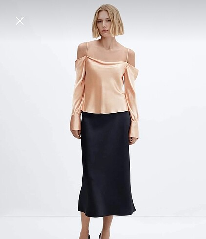 m Beden Mango saten bluz coquette / balletcore