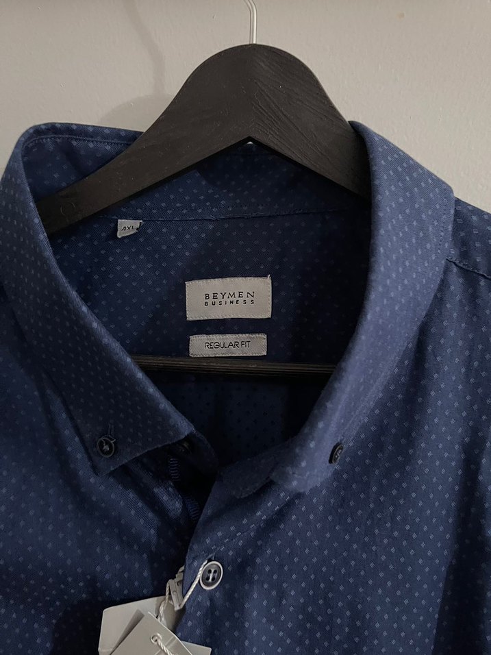 Lacivert Düğmeli Uzun Kollu Erkek Gömlek - Görsel 2