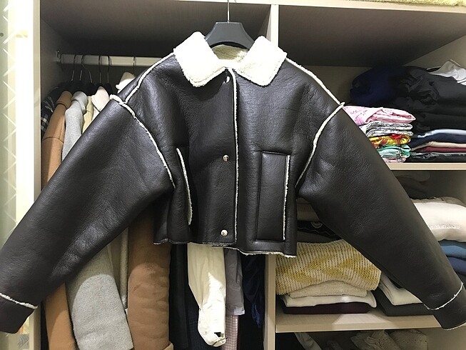 xs Beden kahverengi Renk Pull and bear deri ceket
