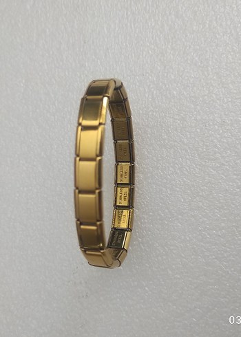 Gold renk çelik yazisiz charm bileklik