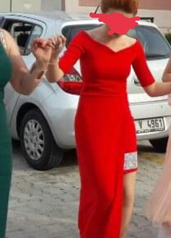 36 Beden kırmızı Renk Abiye elbise 