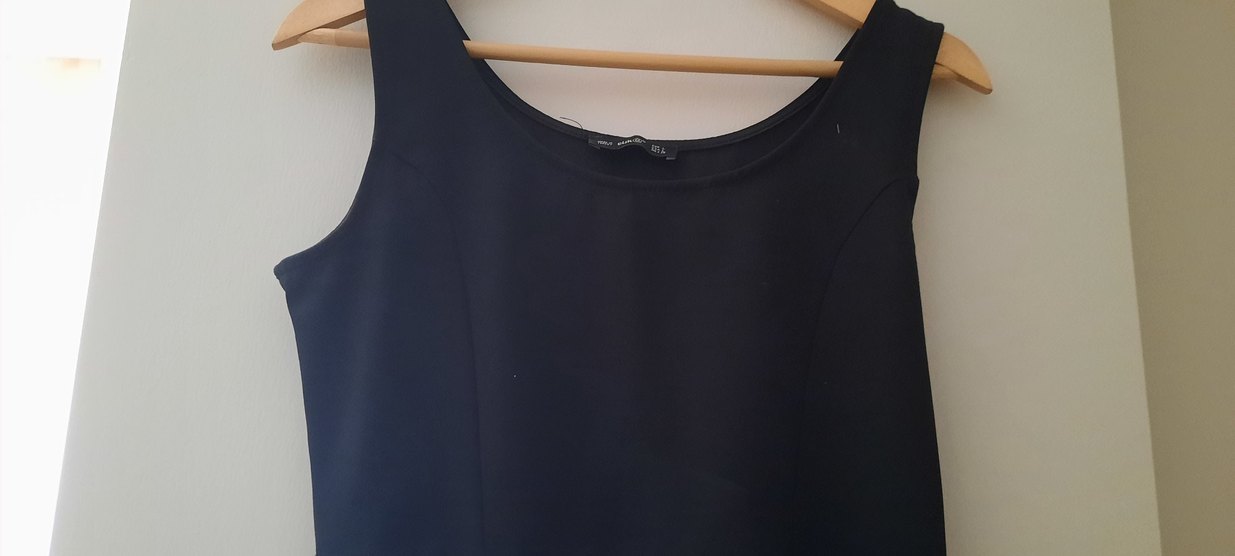 siyah Scuba kumas Midi Drapeli Kadın Elbise - Görsel 3