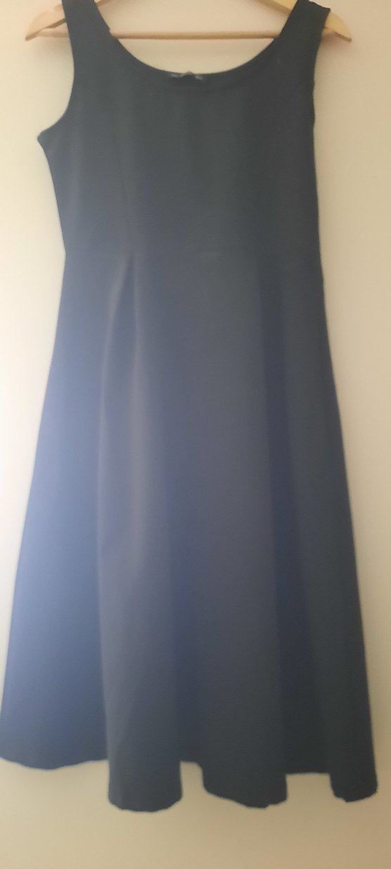 siyah Scuba kumas Midi Drapeli Kadın Elbise - Görsel 2