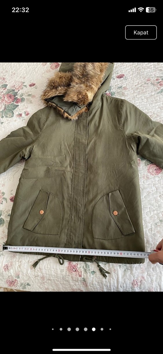 Kapüşonlu Kadın Haki Mont - Görsel 3