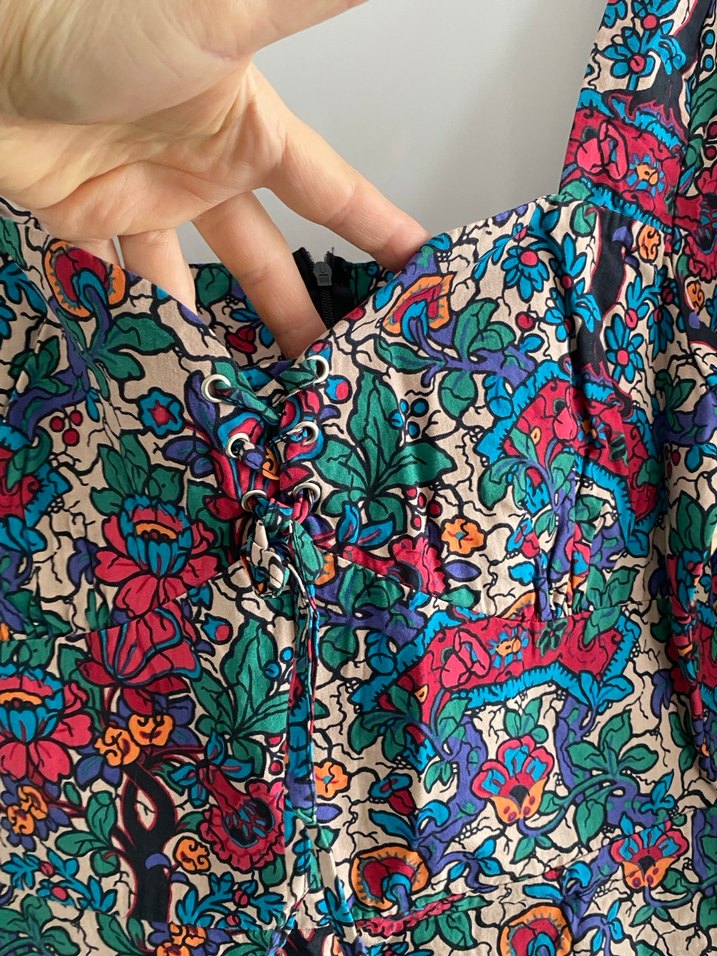 Çiçek Desenli Bohem Mini Elbise - Görsel 2