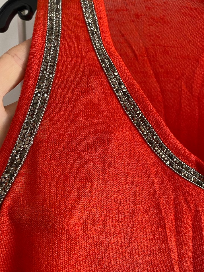 Taşlı, Salaş Kırmızı Kadın bluz - Görsel 5