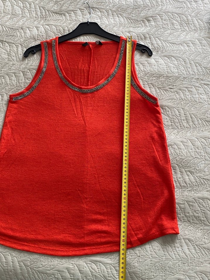 Taşlı, Salaş Kırmızı Kadın bluz - Görsel 4