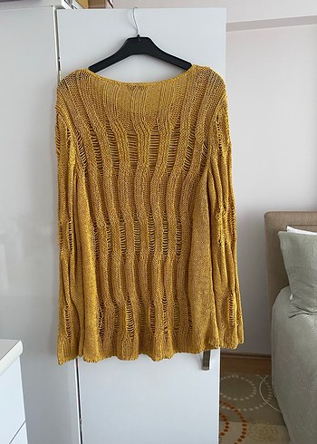 Sarı Örgü Bohem Kadın Kazak - Görsel 2