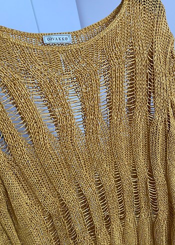 Sarı Örgü Bohem Kadın Kazak - Görsel 5