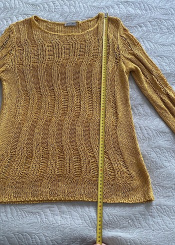 Sarı Örgü Bohem Kadın Kazak - Görsel 3