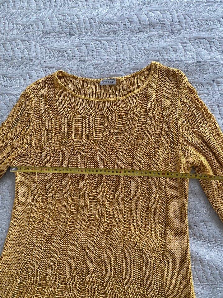 Sarı Örgü Bohem Kadın Kazak - Görsel 4