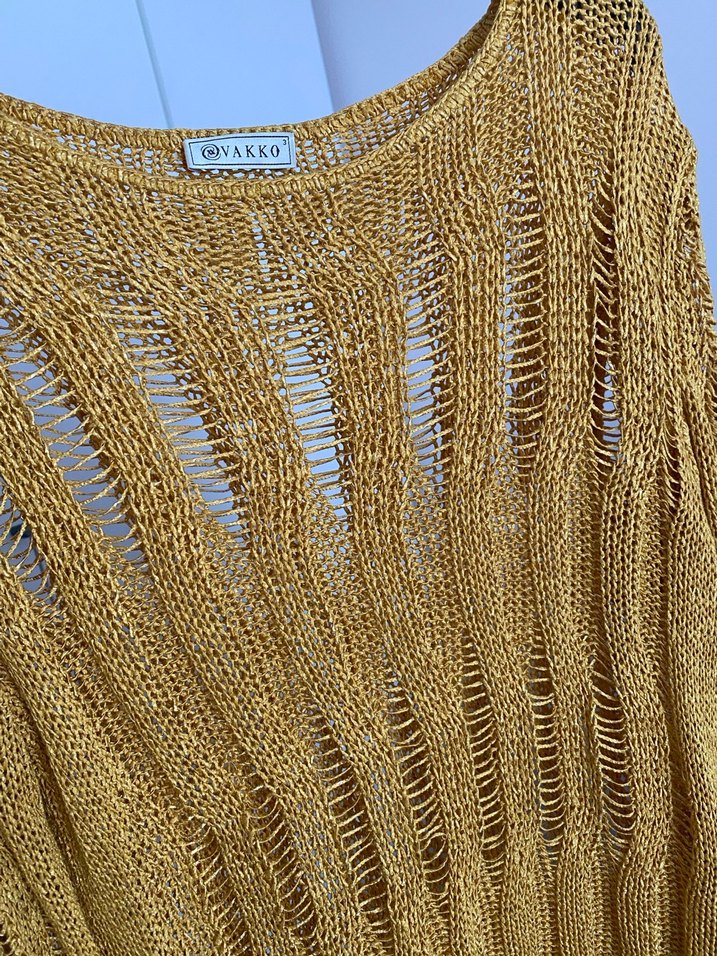 Sarı Örgü Bohem Kadın Kazak - Görsel 5