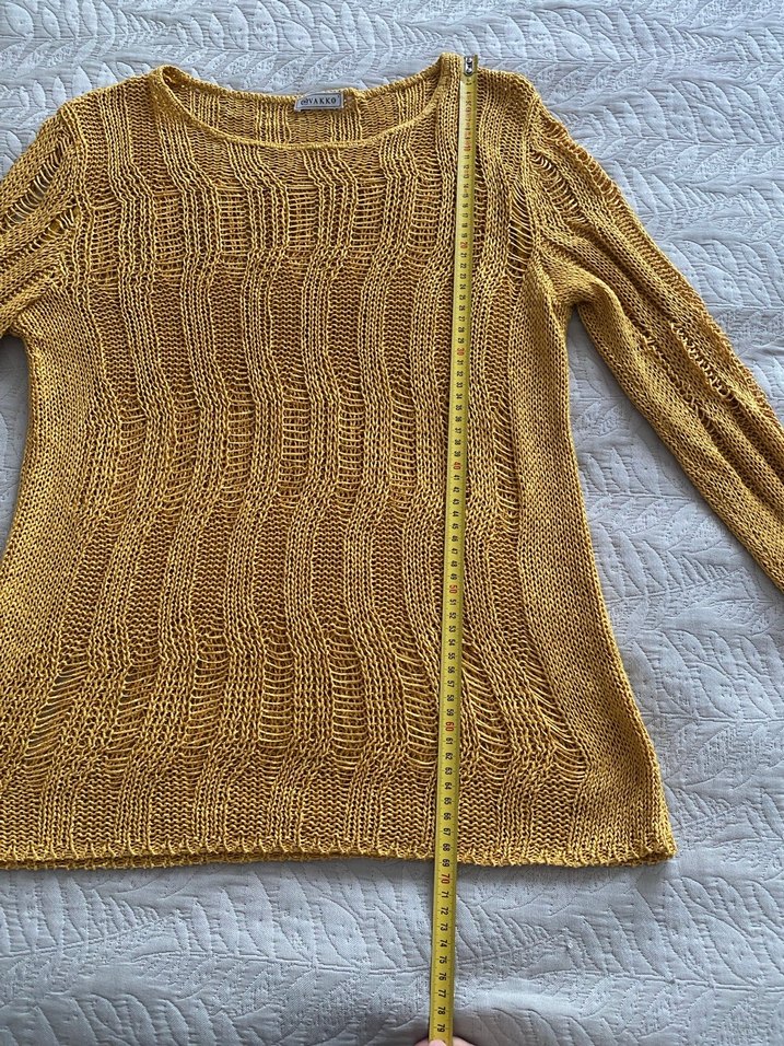 Sarı Örgü Bohem Kadın Kazak - Görsel 3