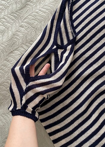 Çizgili Örgü Kadın Triko - Görsel 4