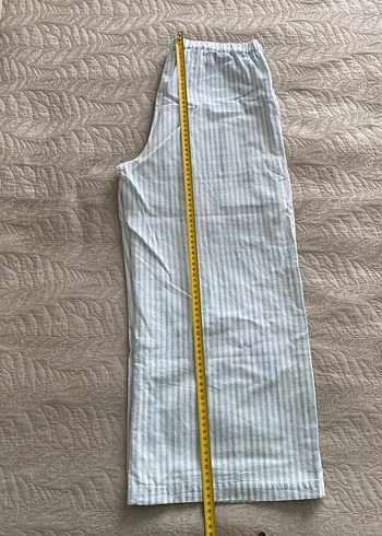 Düğmeli Çizgili Beyaz Kadın Kumaş Tulum - Görsel 3