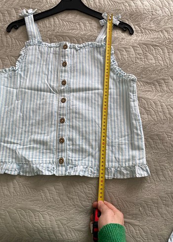 Düğmeli Çizgili Beyaz Kadın Kumaş Tulum - Görsel 7