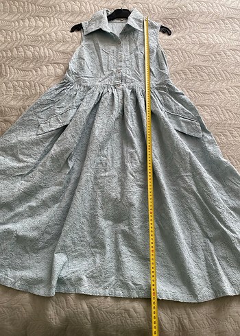 Kolsuz Midi Keten Elbise, Bohem Stil - Görsel 6