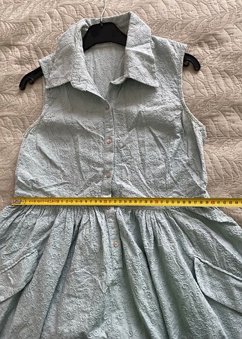 Kolsuz Midi Keten Elbise, Bohem Stil - Görsel 5