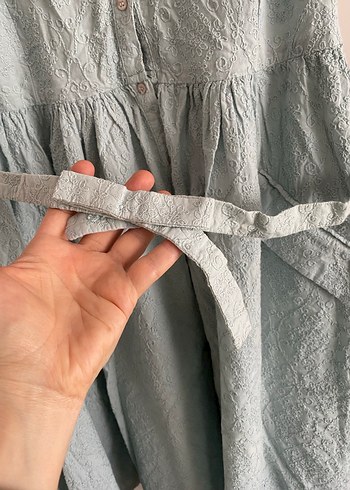 Kolsuz Midi Keten Elbise, Bohem Stil - Görsel 8