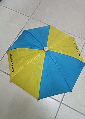 Püsküllü Mavi-Sarı Kadın Şemsiye - Görsel 2