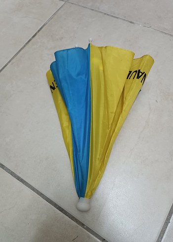 Püsküllü Mavi-Sarı Kadın Şemsiye - Görsel 4