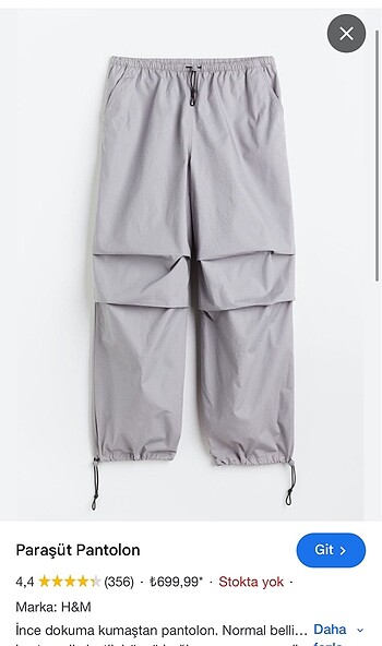 H&M paraşüt pantolon XXS beden 11-12 yaş