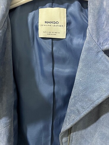 m Beden Mango gerçek süet deri mavi ceket
