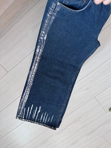 42 Beden lacivert Renk It's basic oversize boyfriend jean y2k parlak